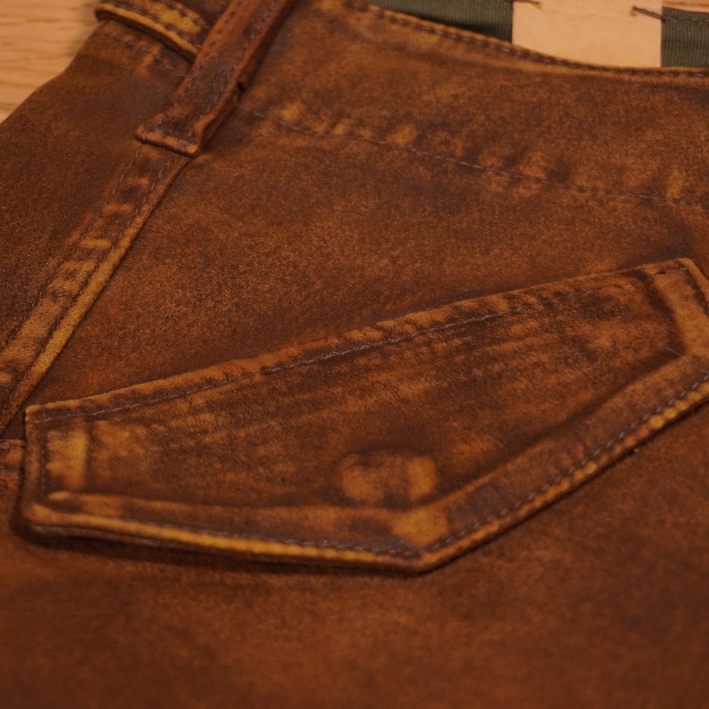 RRL Double RL Ralph Lauren Skinny Leather Cargo Pant Brown Leather 26 Brand New - Picture 4 of 16